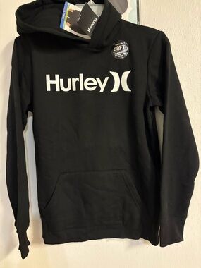 Hurley Black Pullover Hoodie with White Logo